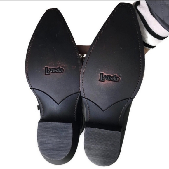 New Laredo Black Goat Bucklace Cowboy Boots Sz 8EW - Picture 5 of 8